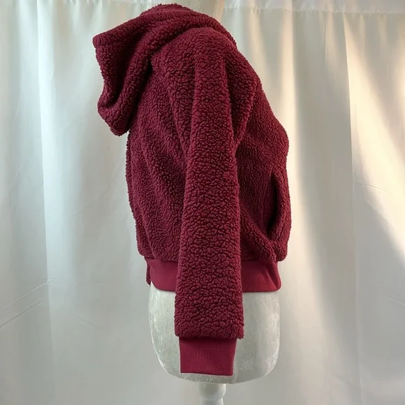 Arizona Jean Co Raspberry Sherpa Zipper Front Hooded Jacket Size M (10/12) - Picture 2 of 7